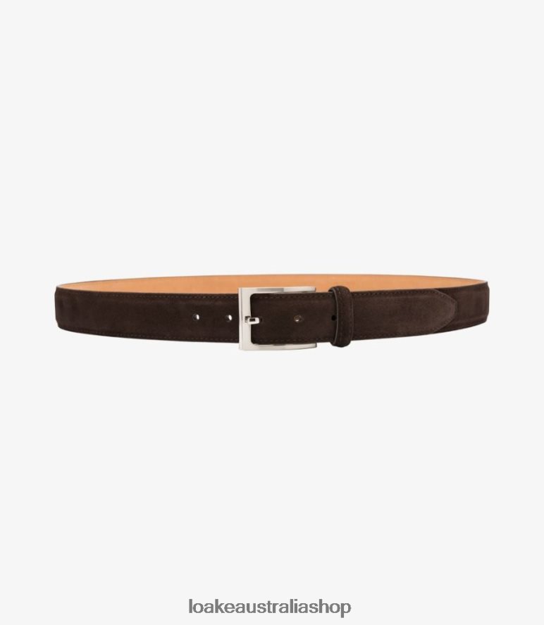 AU Loake William Belt Accessories Dark Brown Suede 00L200219