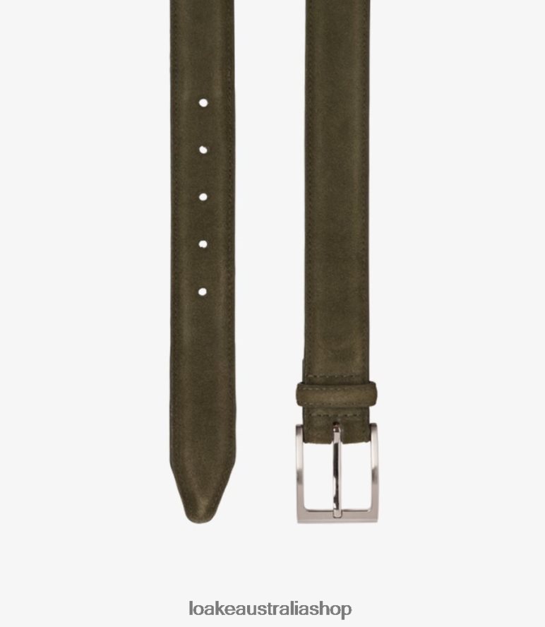 AU Loake William Belt Accessories Green Suede 00L200218