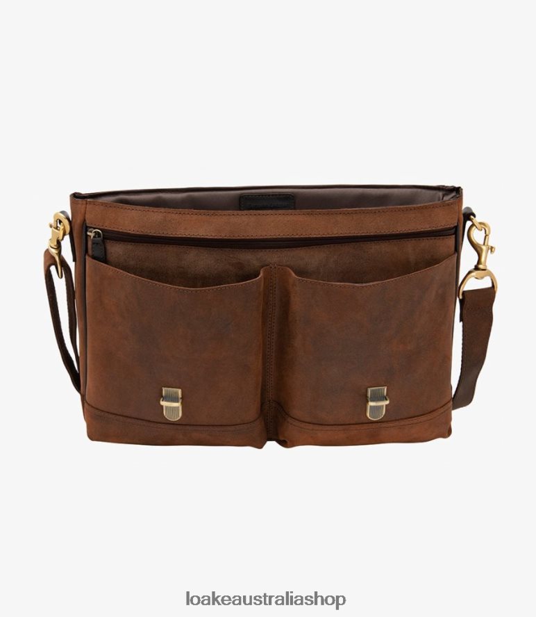 AU Loake Blackfriars Briefcase Leather Brown Waxed Suede 00L200229