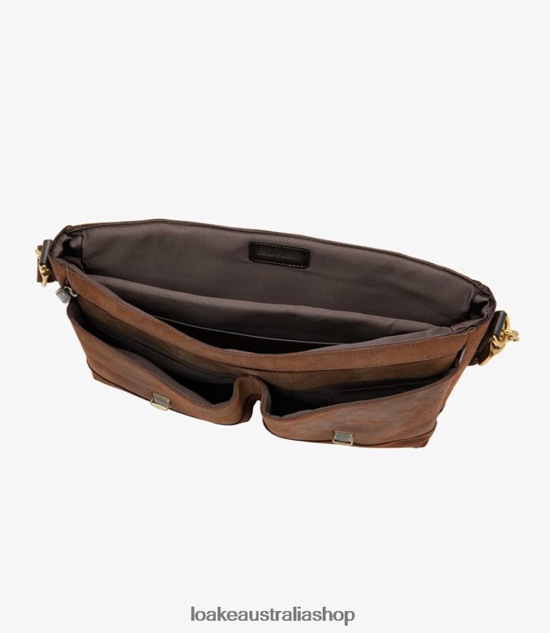 AU Loake Blackfriars Briefcase Leather Brown Waxed Suede 00L200229