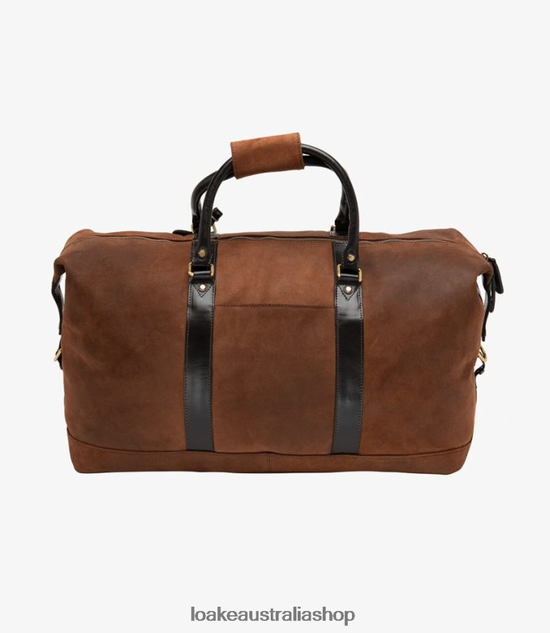 AU Loake Cornwall Weekend Bag Leather Brown Waxed Suede 00L200223