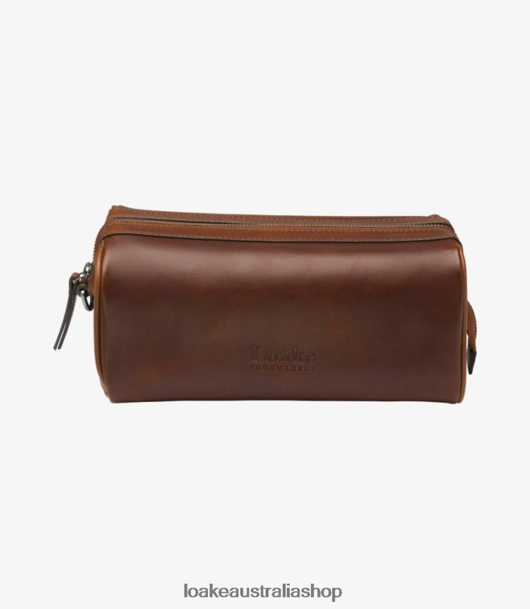 AU Loake Thames Wash Bag Leather Brown 00L200227