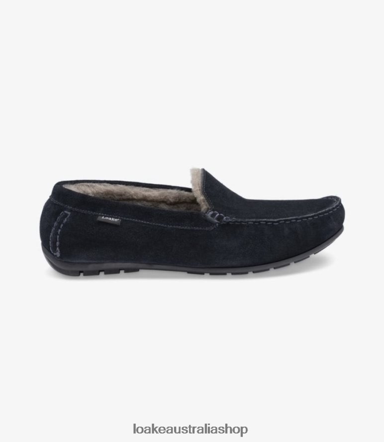AU Loake Guards Slippers Shoes Navy Suede 00L200201